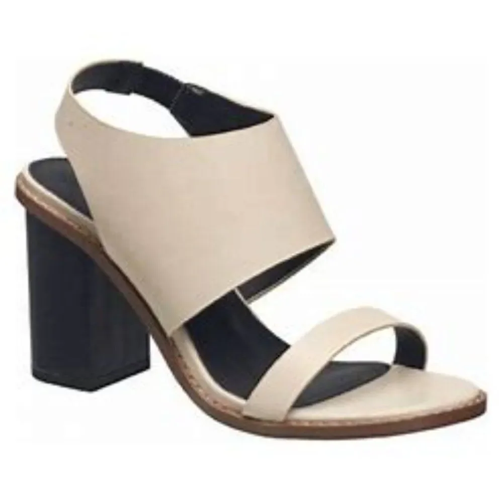 French Connection Women's Lori Block Heel Dress Sandals Size: 6 Elegant Cream